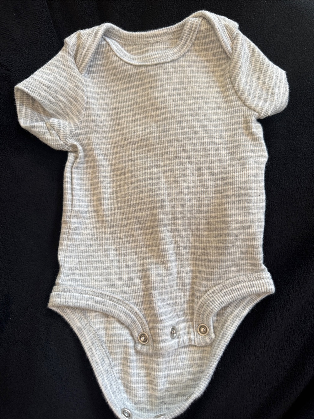 Carter's Heather Light Gray Ribbed Short-Sleeve One-Piece